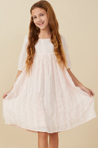 Girls Ruffled Mesh Square Neck Dress