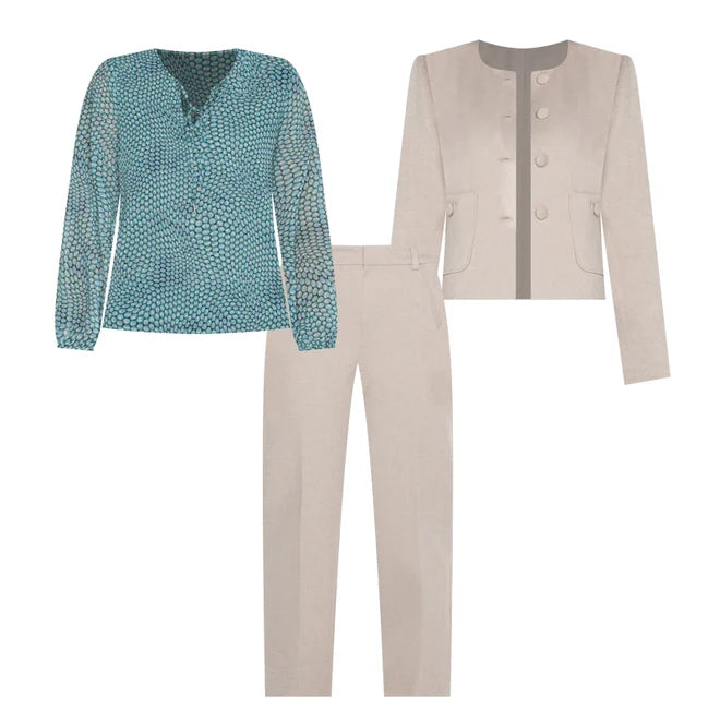 Liverpool Collarless Short Sleeve Cropped Jacket