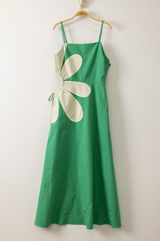 Side Cutout Floral Detail Resort Midi Dress