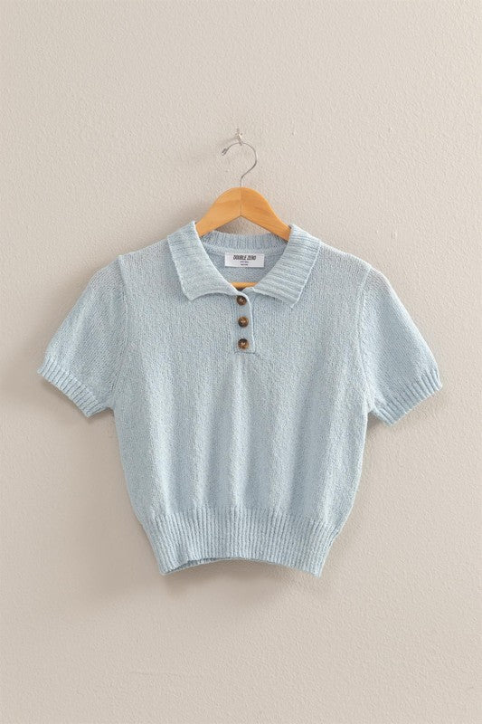Knitted Polo Short Sleeves Top – Willow at Merle Norman