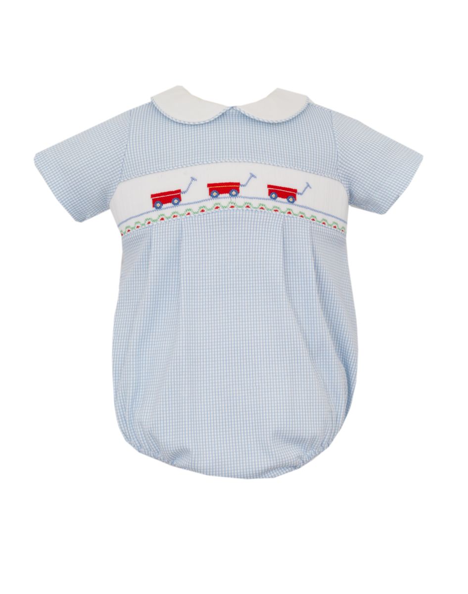 Petit Bebe WAGONS - Blue knit stripe boy's Bubble