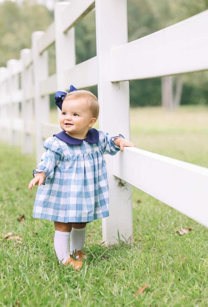 Banana Split Blakely Bloomer Set–Blue Gingham