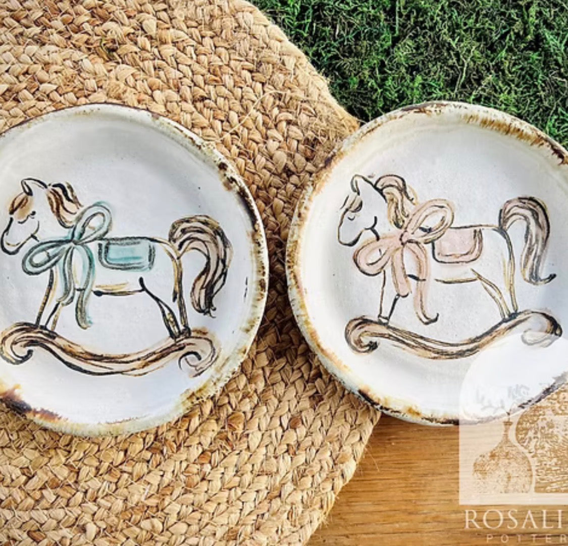 Rosaline Pottery Rocking Horse Color Blue