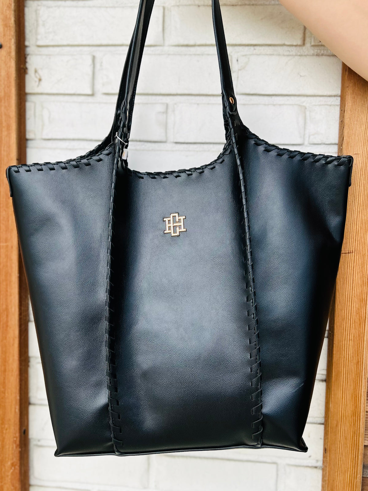 Caroline Hill Emory Whipstitch Tote - Black