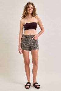 3” INSEAM HIGH RISE TIGER PRINT KENZIE SHORT