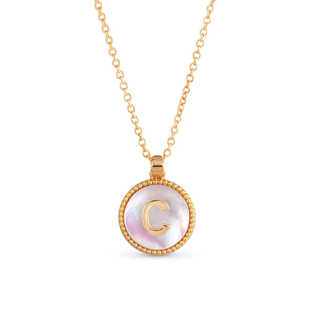 Amanda Blu Gold Mother of Pearl Initial Necklaces | 18 Letters