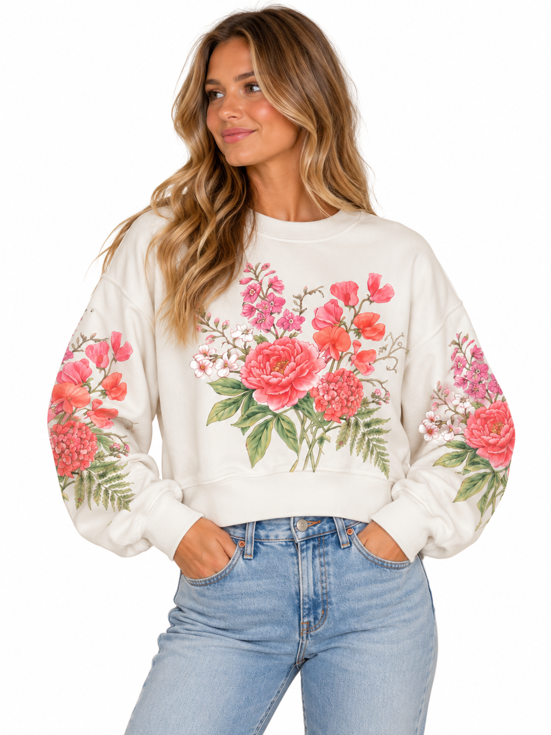 Floral Crop  Sweatshirt