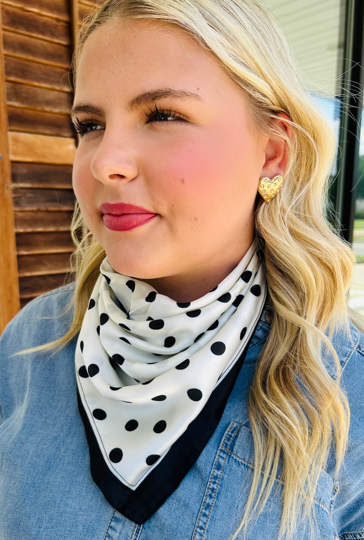 Elsa Polka Dot Scarf Black White