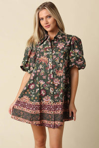 Lydia Floral Puff Sleeve Mini Dress
