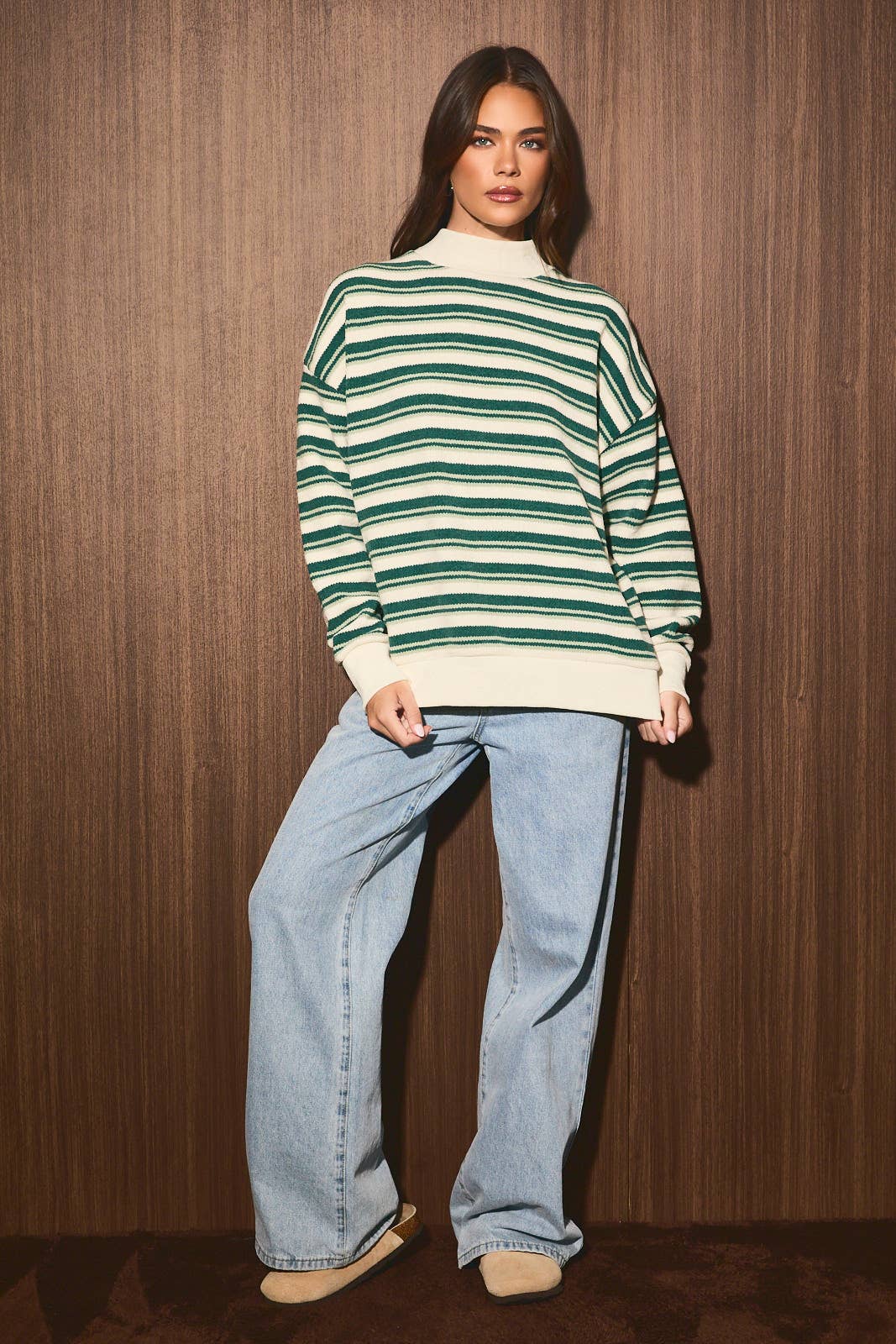 KNIT SWEATER MOCK NECK TOP