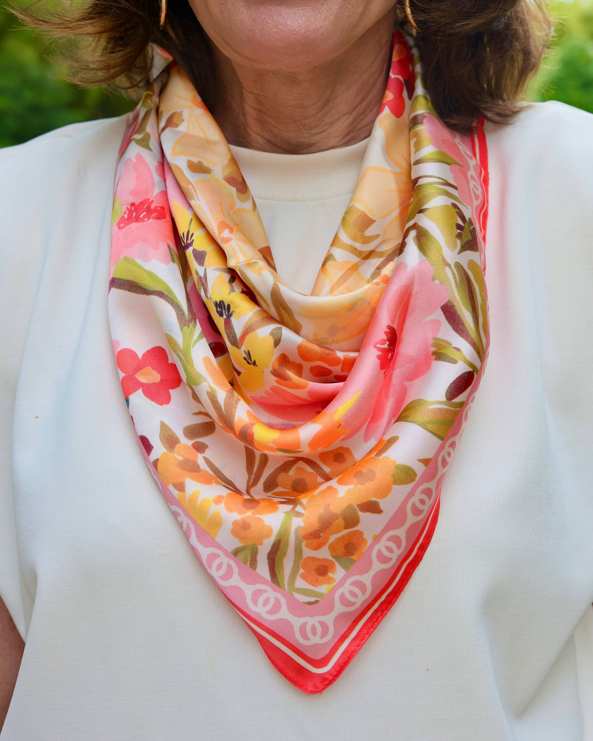 Elora Floral Print Scarf Pink Multi