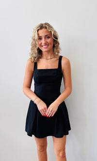 Adjustable Straps Mini Dress With A Tie Up Back