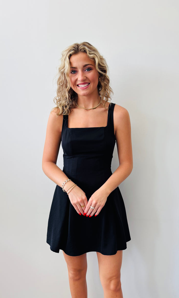 Adjustable Straps Mini Dress With A Tie Up Back