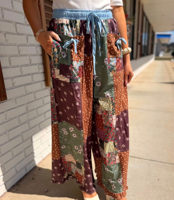 PATCHWORK WOVEN PANTS