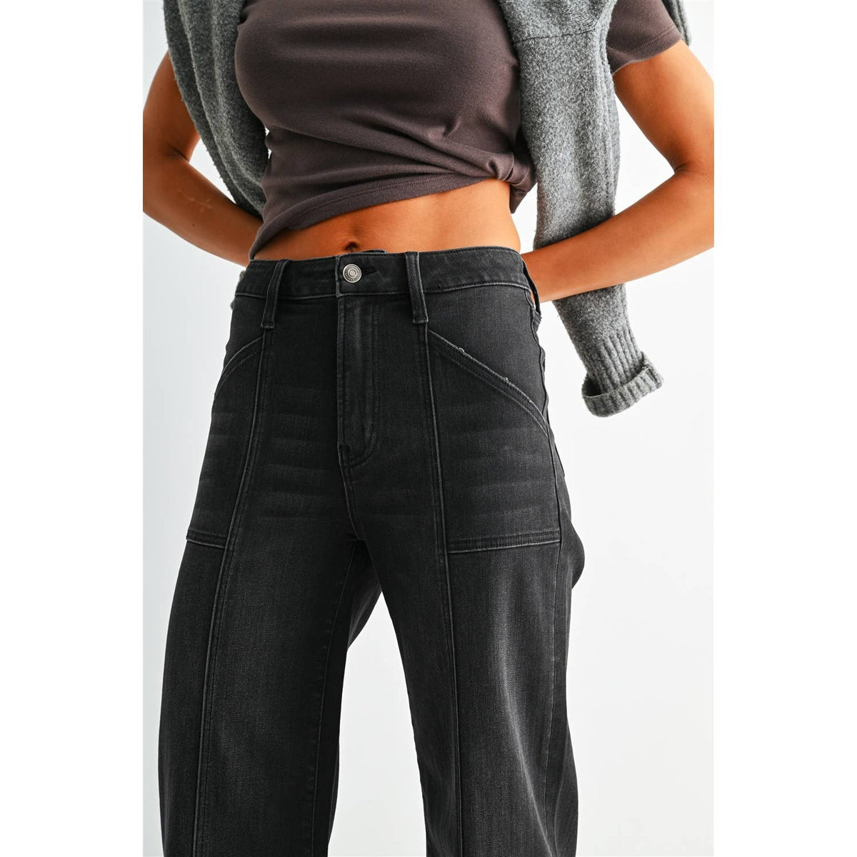 HIGH-RISE WIDE ANKLE TROUSER HEM