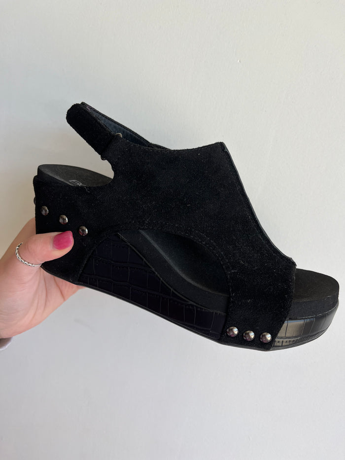 Corkys Carley Black Suede Croco