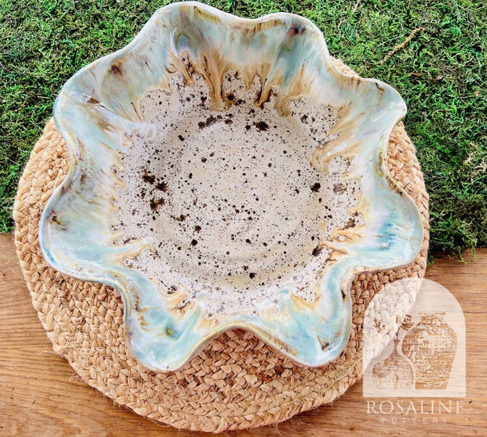 Rosaline Pottery Freeform Veggie Bowl Color Delta Blue