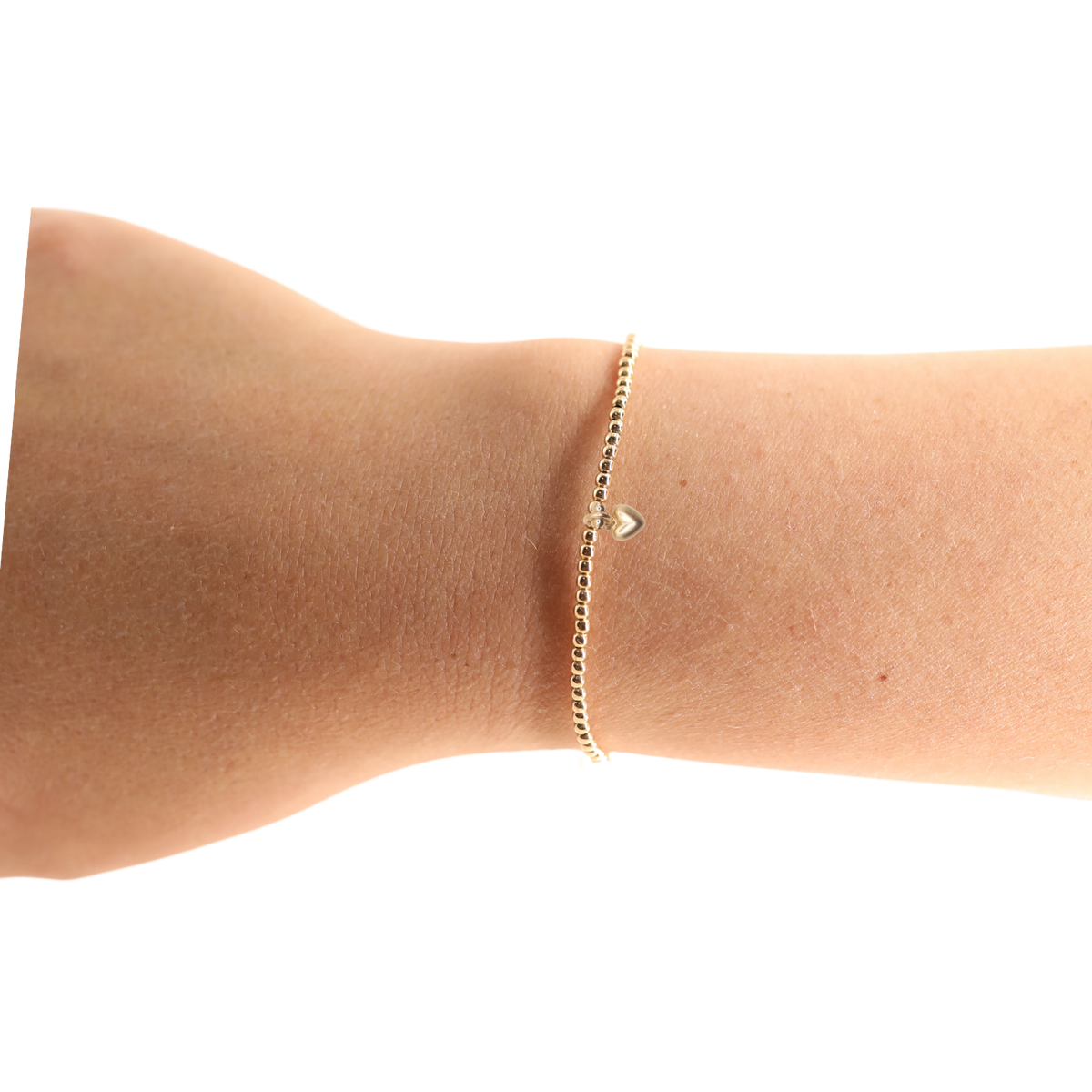 Petite Mini Heart Charm Bracelet on Gold
