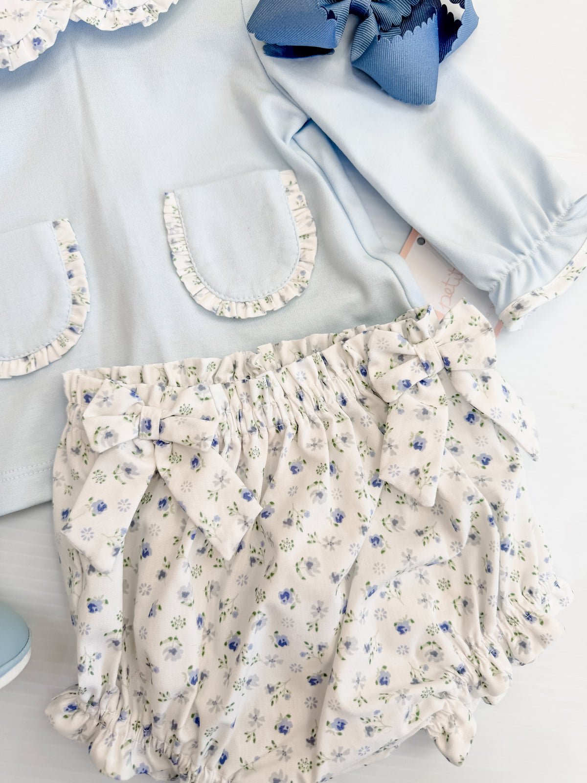 Petit Bebe Blue Floral Bloomer Set