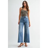HIGH WIDE LEG ANKLE RAW HEM