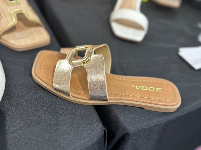 FENG GOLDEN LOOP DESIGN CUT OUT UPPER SANDALS