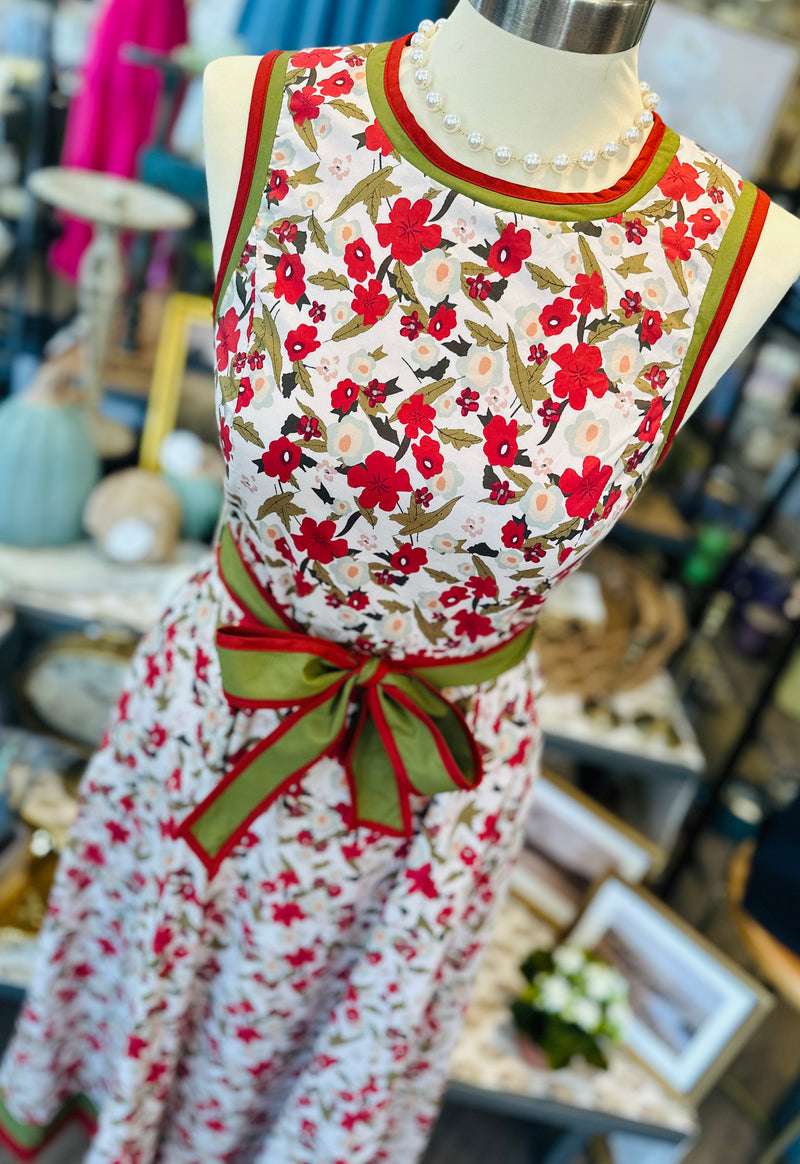 Floral print sleeveless midi dress featuring multicolor band finish midi dress.