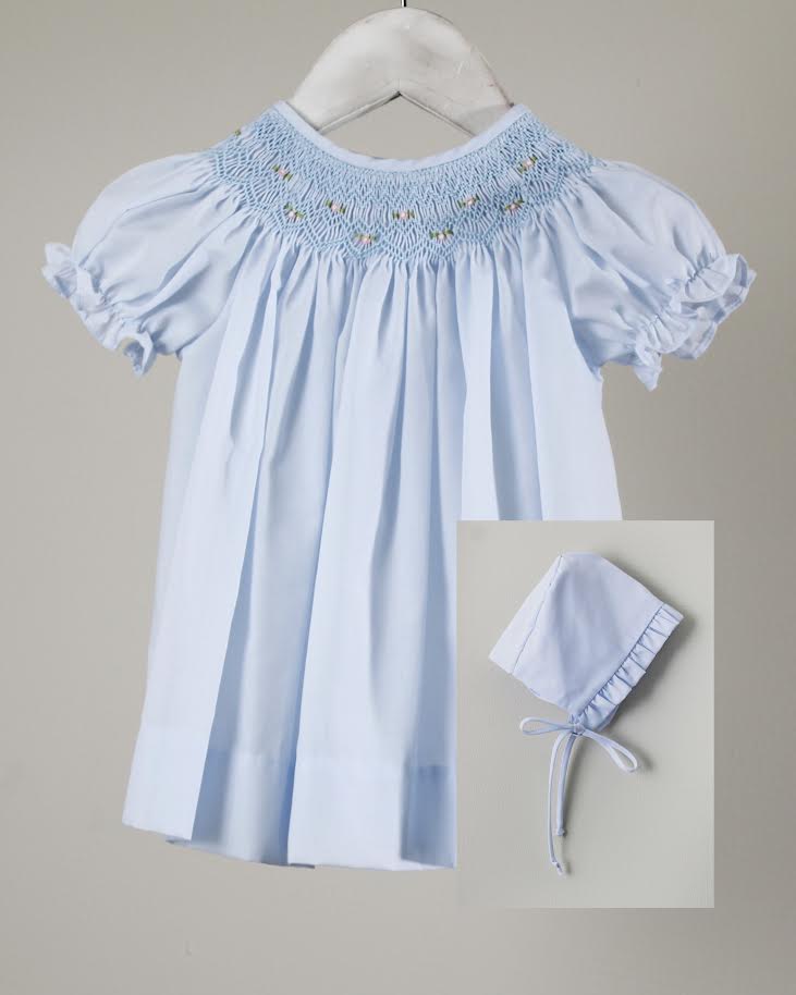 Baby Blessing Lt Blue Geometric Iris Dress