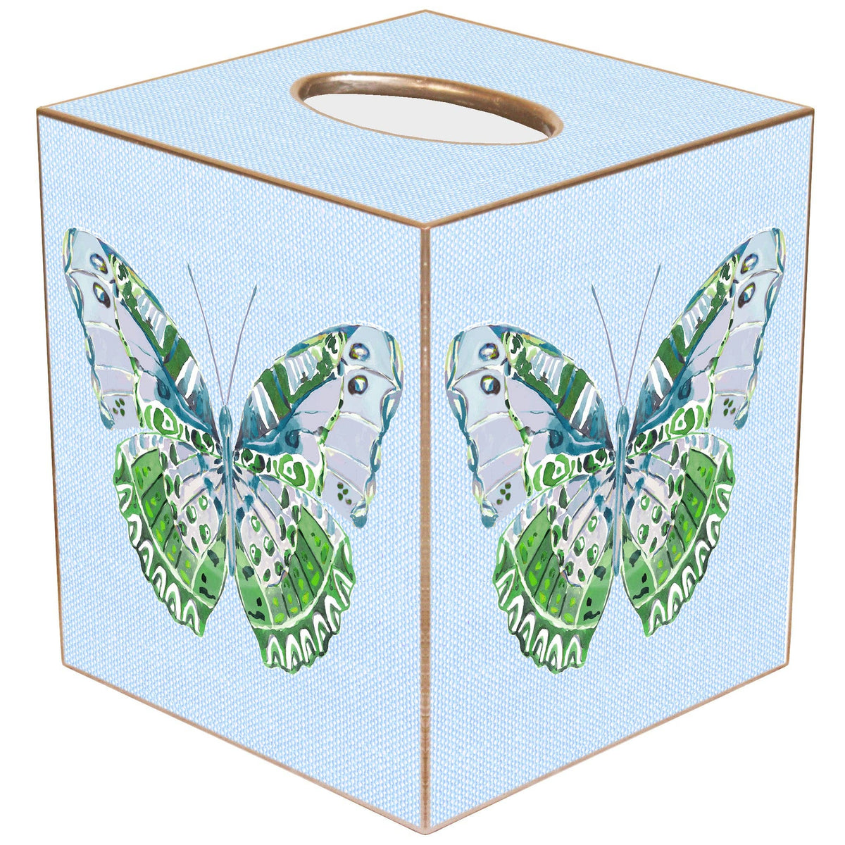 Blue Linen Butterfly Tissue Box Cover TB7781