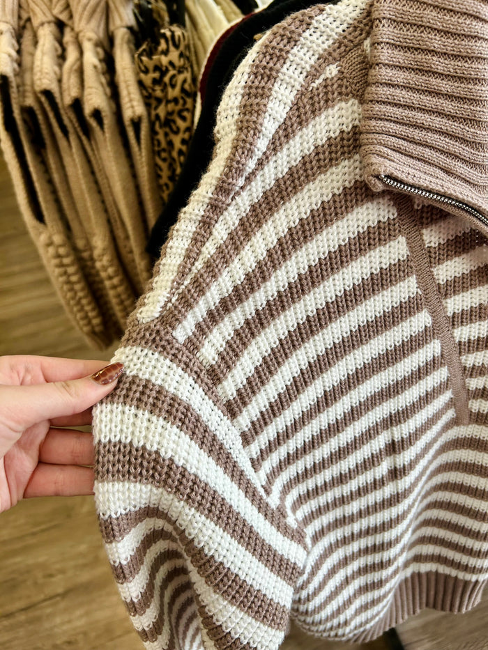 Melody Half-Zip Stripe Sweater