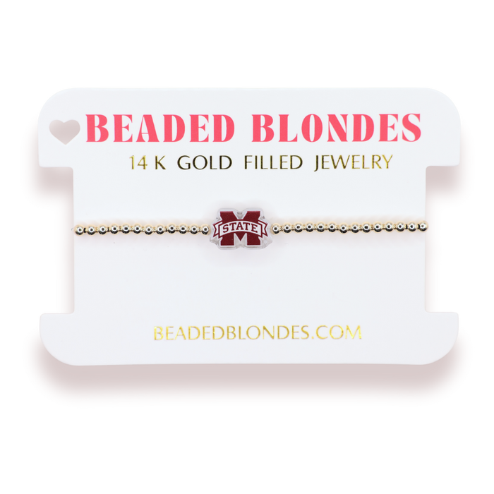 Mississippi State Logo Bracelet on Gold