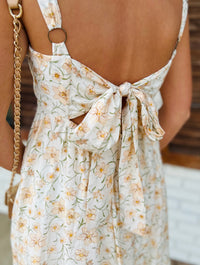 Floral Gathered Back Tie Sleeveless Mini Dress