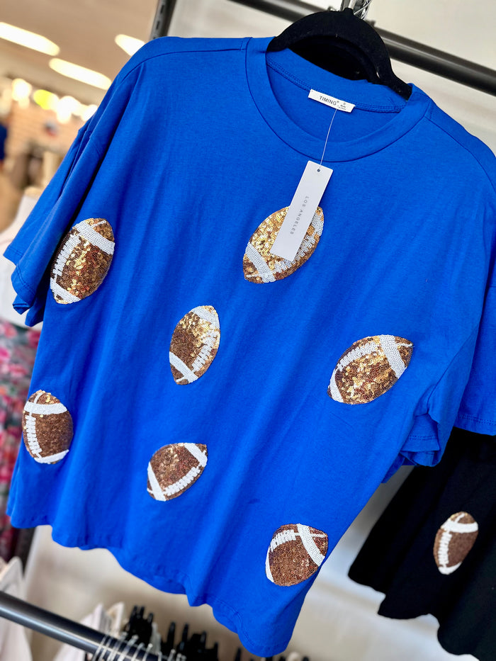 Sequin Football T Shirt