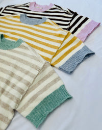 Pennie Contrast Stripe Oversized Crop Sweater