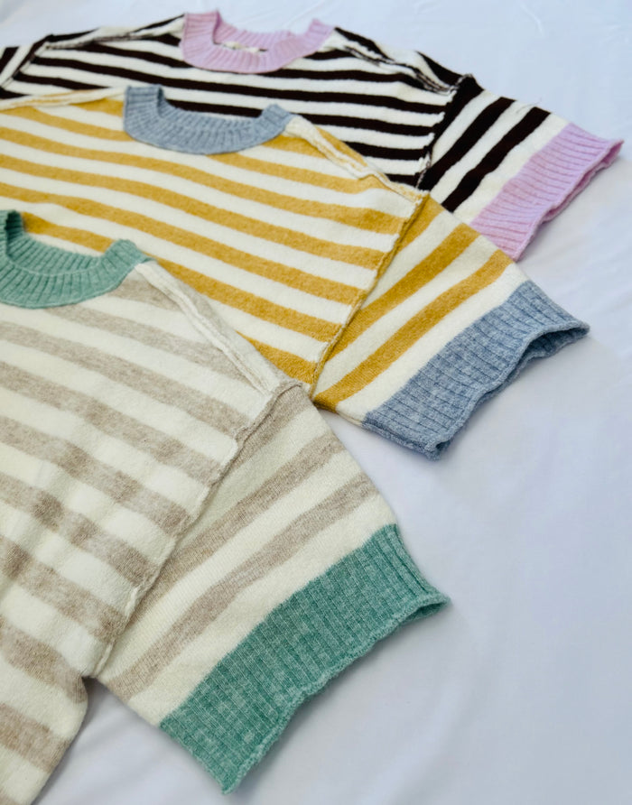 Pennie Contrast Stripe Oversized Crop Sweater
