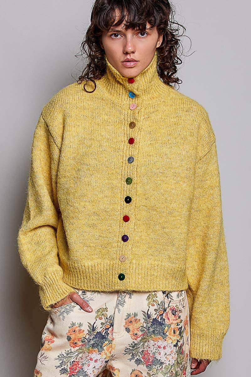 Chic Collar Button Knit Cardigan Cozy Oversized Sweater SALE