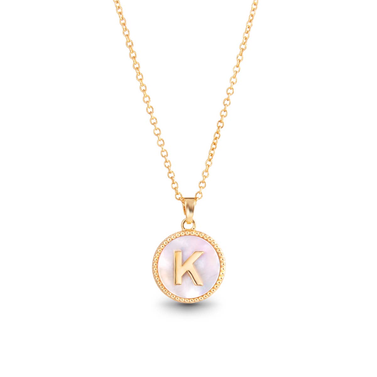 Amanda Blu Gold Mother of Pearl Initial Necklaces | 18 Letters