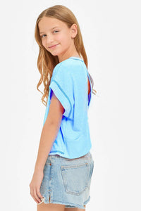 Overlap Open Back Reverse Stitched Top