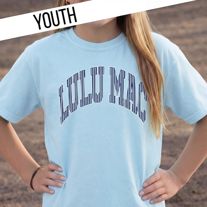 Lulu Mac Stripe Chambray Youth Comfort Colors Tee