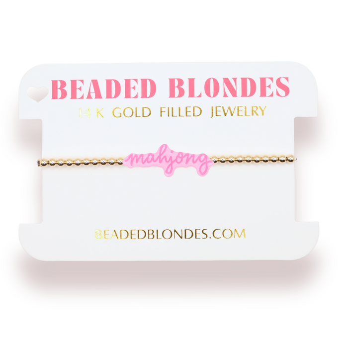 Mahjong Pink Bracelet on Gold