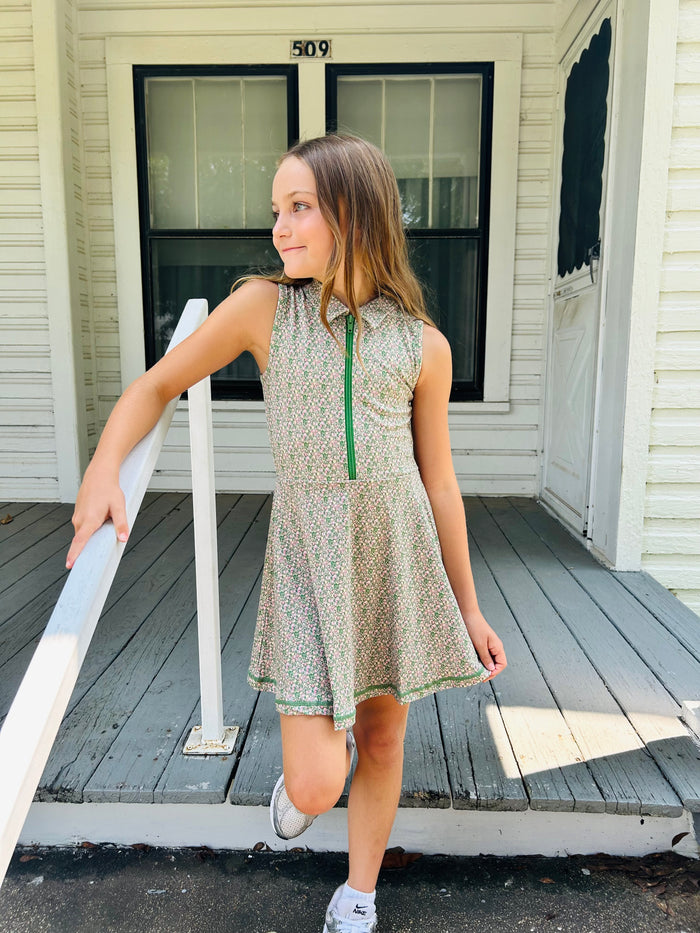 Swoon Kids Olive Ditsy Floral Tennis Dress
