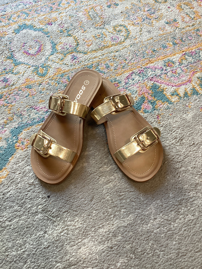 Soda Finn Gold Sandals