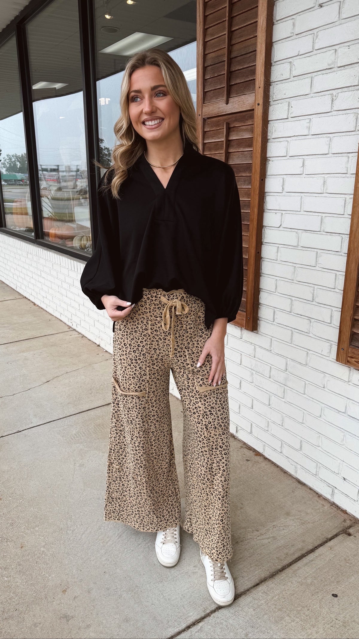 ANIMAL PRINT MINERAL WASHED TERRY KNIT LOUNGE PANTS