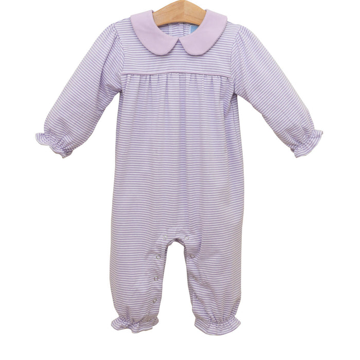 Trotter Street Abigail Romper- Lavender Stripe