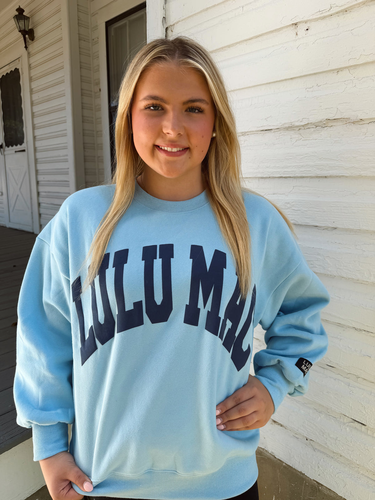 LULU MAC SWEATSHIRT BABY BLUE/NAVY PUFF