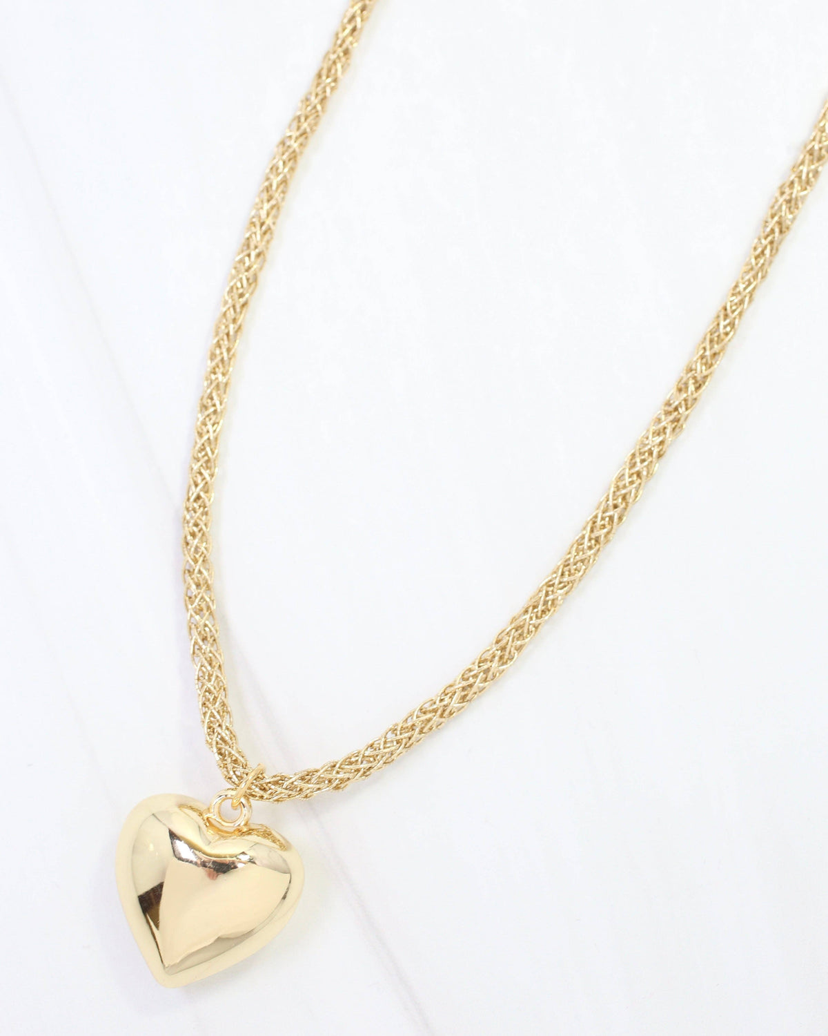Caroline Hill Cameron Cord Necklace Heart Gold