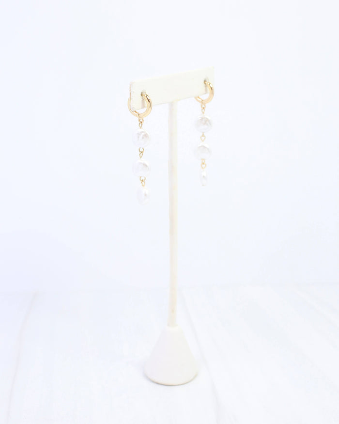 Caroline Hill  Makena Linear Pearl Dangle Earring Gold