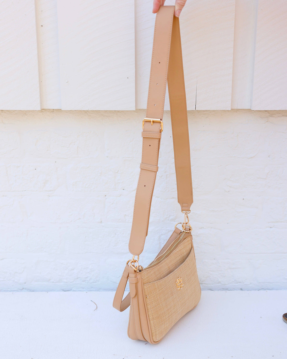 Caroline Hill Paxton Crossbody with Pockets Natural