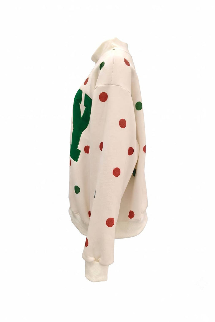 JOY' Applique Patch Polka-Dot Sweatshirt