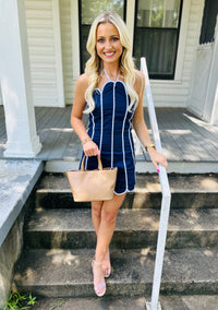 Scallop Trim Halter Mini Dress