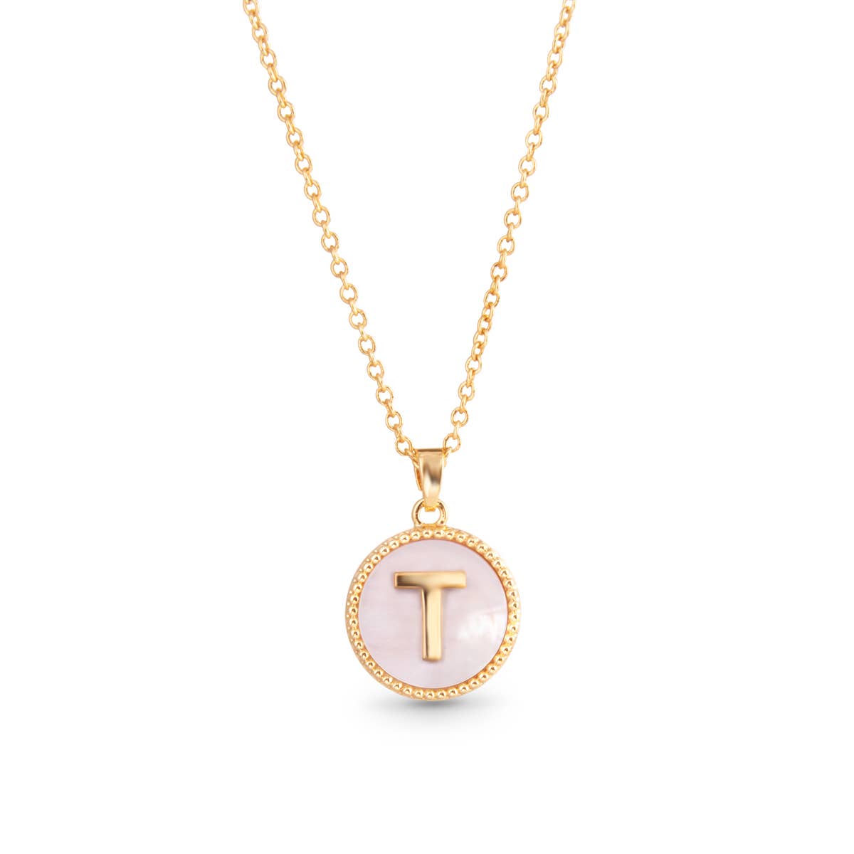 Amanda Blu Gold Mother of Pearl Initial Necklaces | 18 Letters